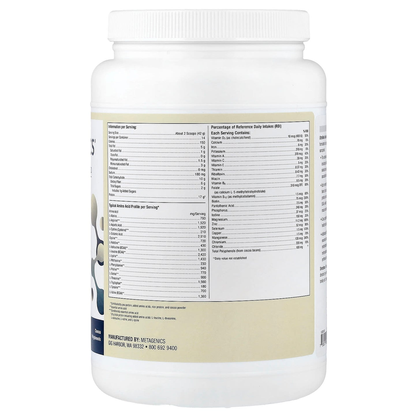 Metagenics, UltraMeal Advanced Protein, Medical Food, Dutch Chocolate, 1 lb 4.74 oz (588 g) - Image 2