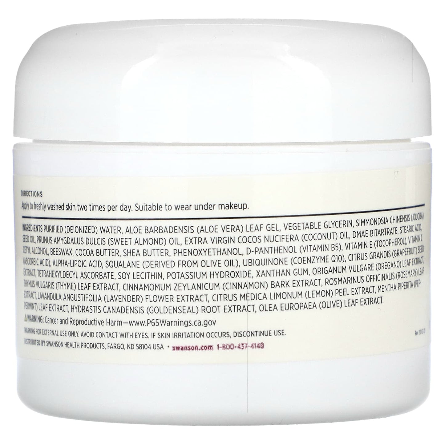 Swanson, Wrinkle Cream With DMAE & CoQ10, 2 fl oz (59 ml) - Image 2