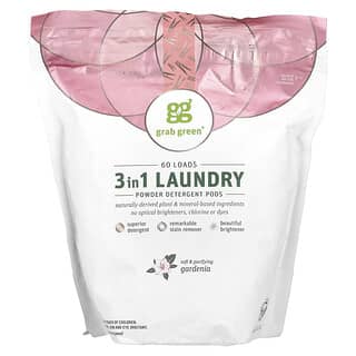 Grab Green, 3-in-1 Laundry Powder Detergent Pods, Gardenia, 60 Loads, 2 lbs 2 oz