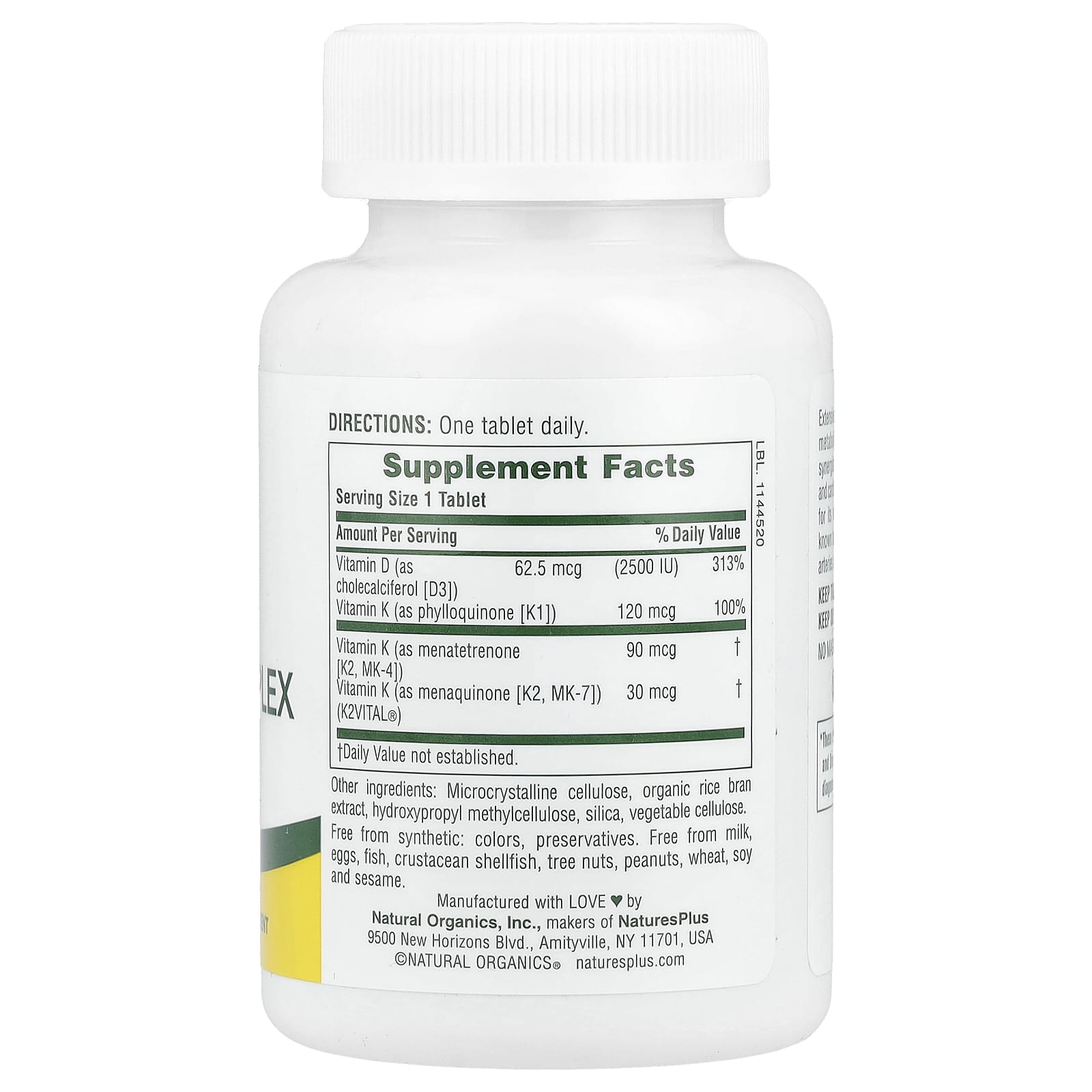 NaturesPlus, Vitamin D3 and Vitamin K Complex, 90 Tablets - Image 2