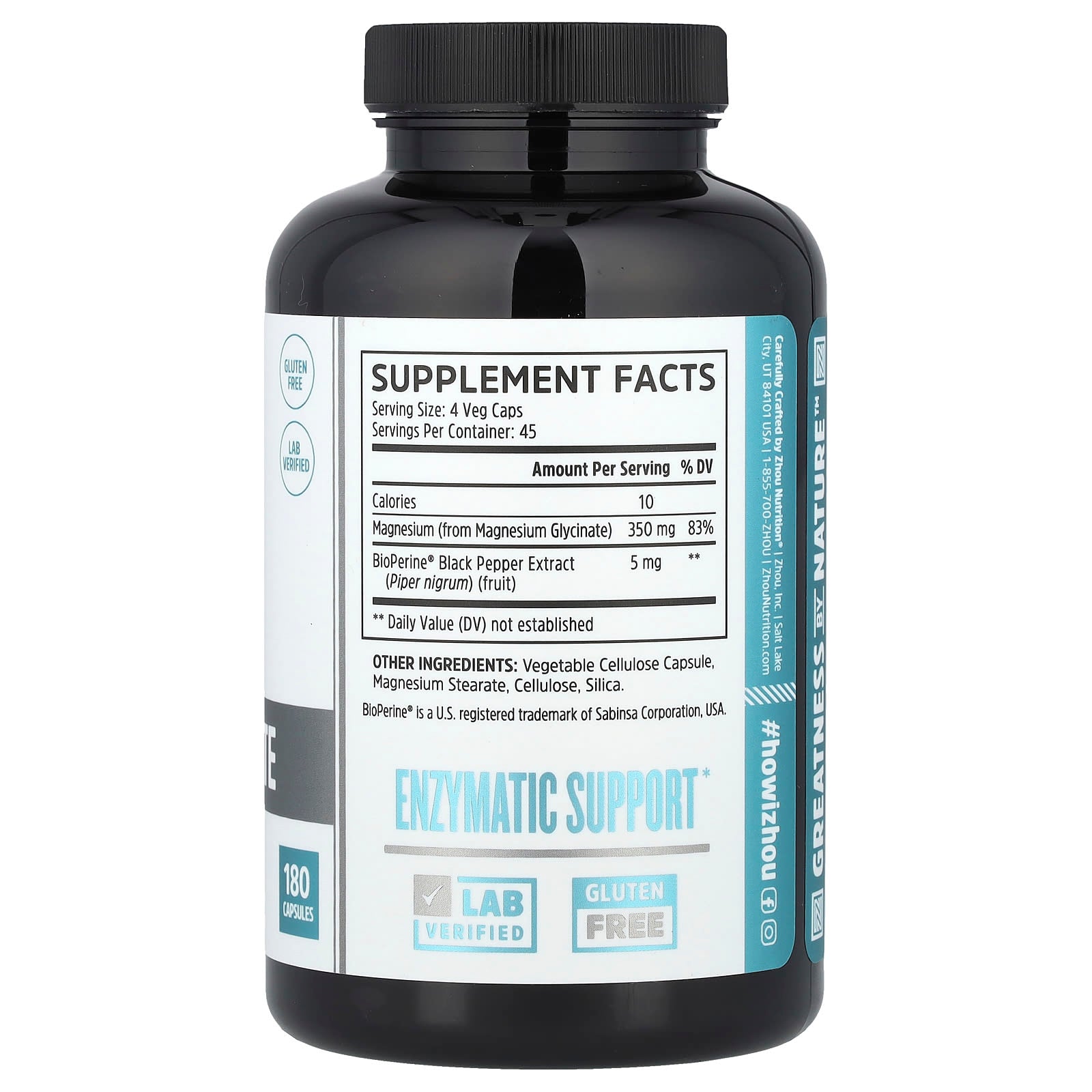Zhou Nutrition, Mag Glycinate, 180 Capsules - Image 2