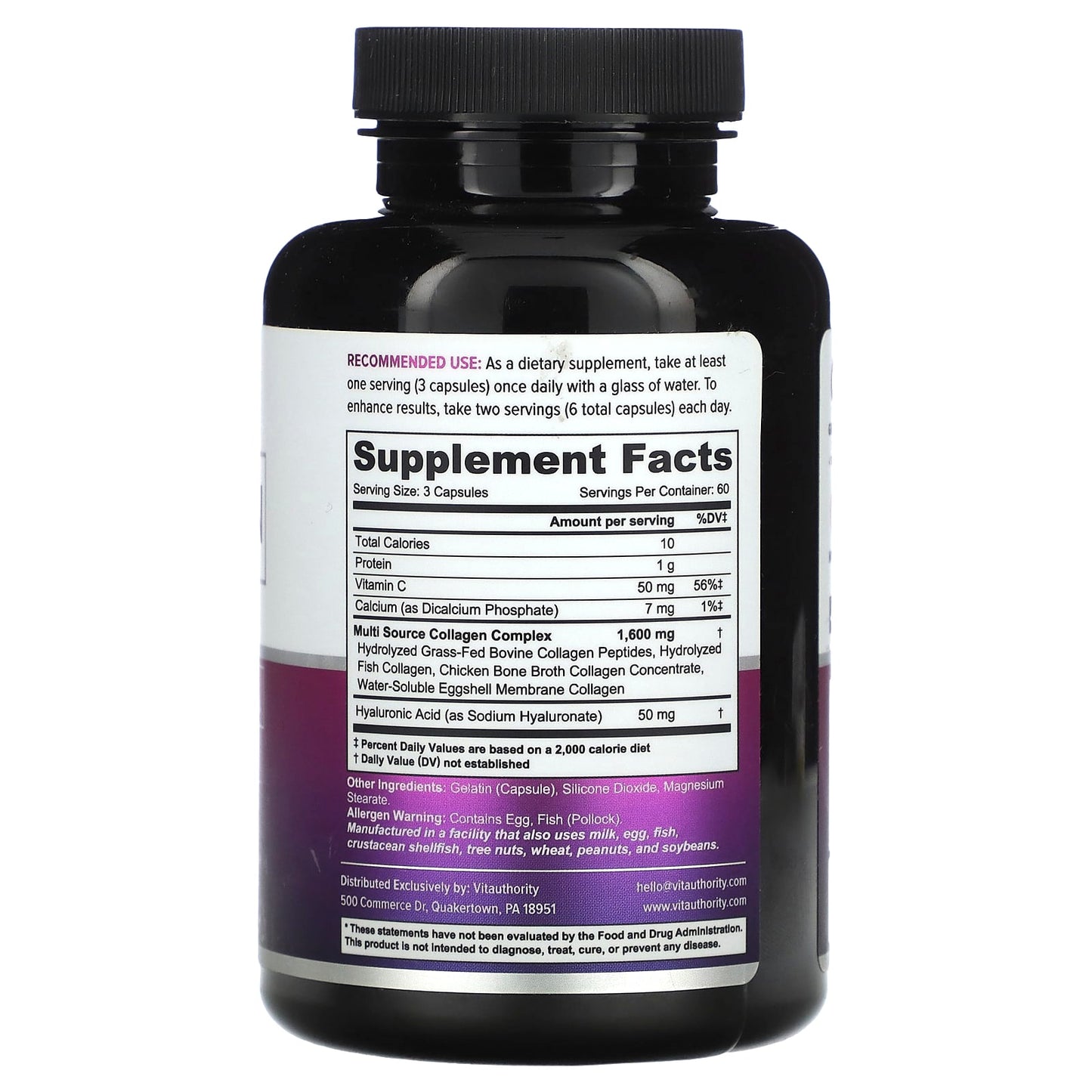 Vitauthority, Multi Collagen Capsules+, 180 Capsules - Image 2