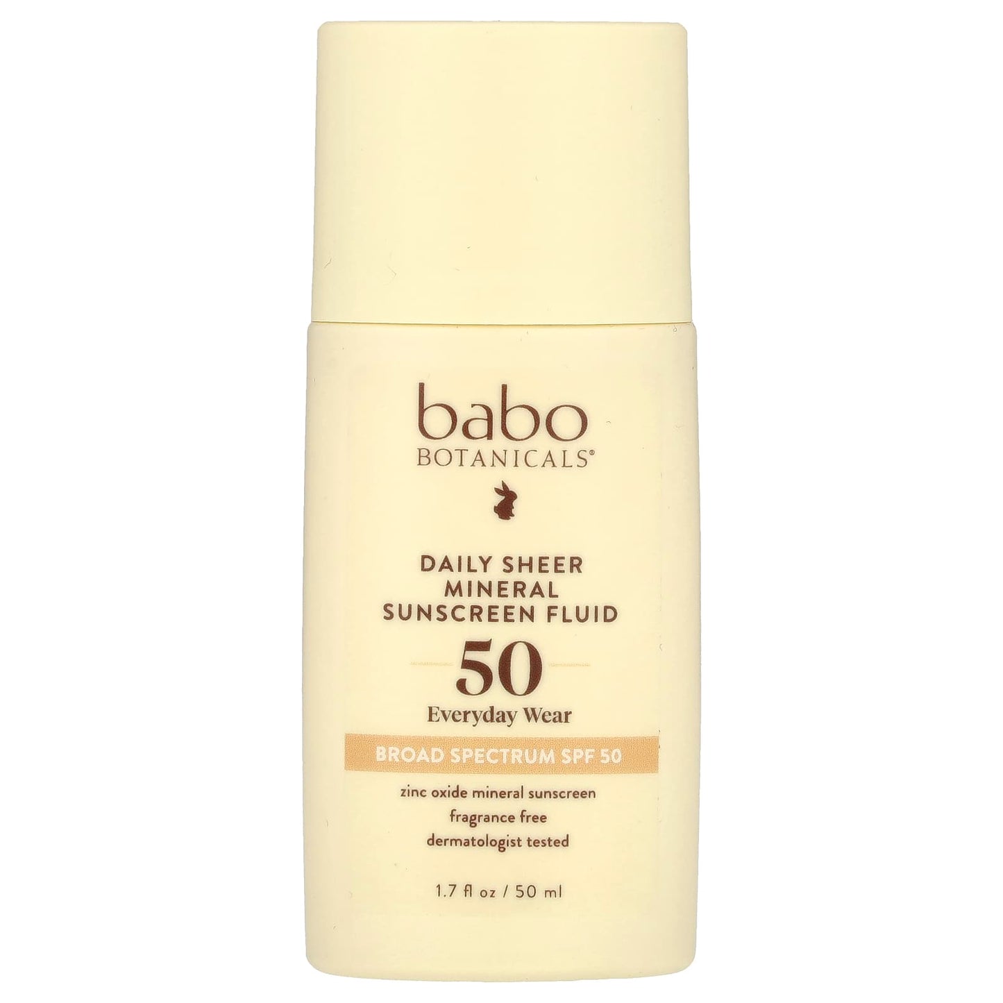 Babo Botanicals Daily Sheer Mineral Sunscreen Fluid, SPF 50, Fragrance Free - Image 1