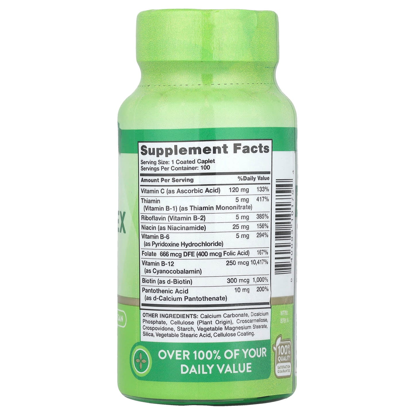 Nature's Truth, Complete B-Complex Plus Vitamin C, High Potency, 100 Coated Caplets - Image 2
