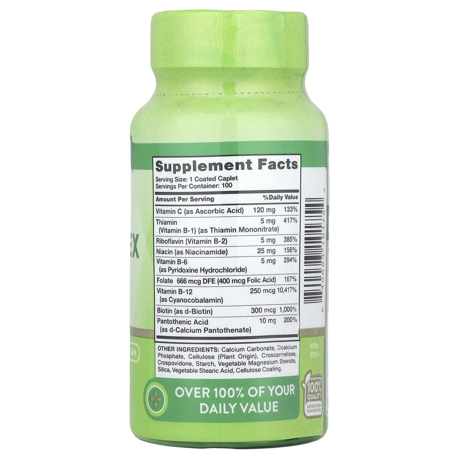 Nature's Truth, Complete B-Complex Plus Vitamin C, High Potency, 100 Coated Caplets - Image 2