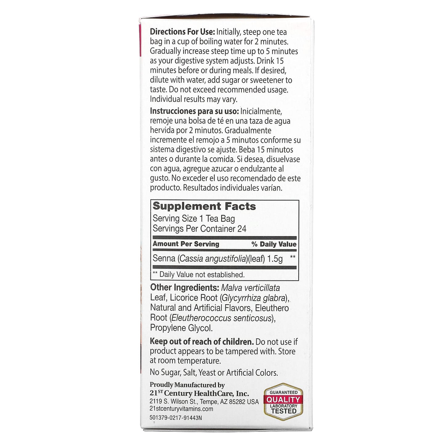 21st Century Cranraspberry Slimming Tea - Caffeine Free - 24 Tea Bags - Image 2
