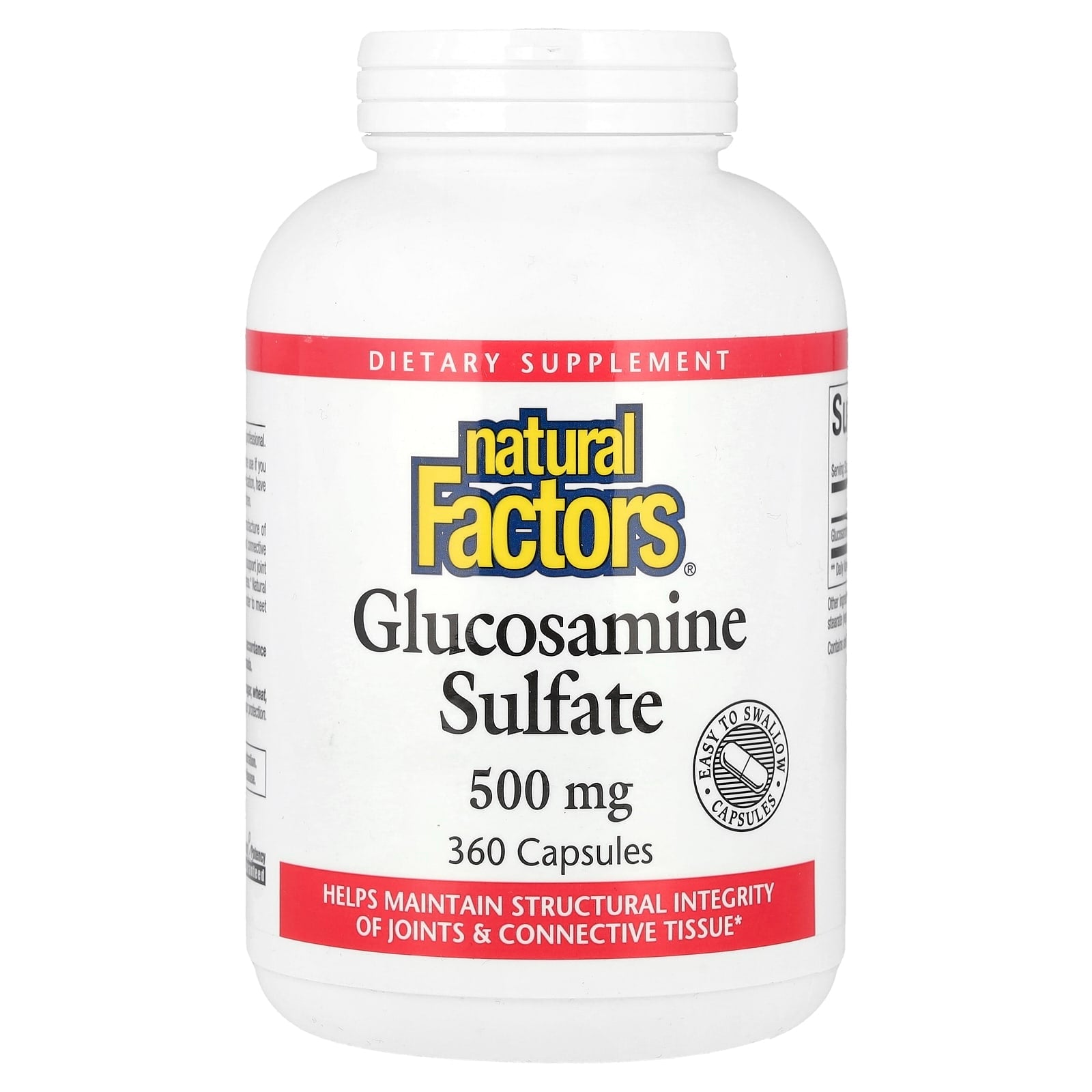 Natural Factors, Glucosamine Sulfate, 500 mg, 360 Capsules - Image 1