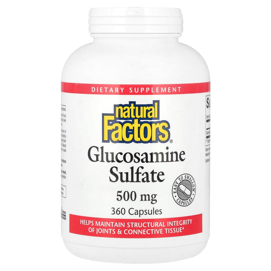 Natural Factors, Glucosamine Sulfate, 500 mg, 360 Capsules - Image 1