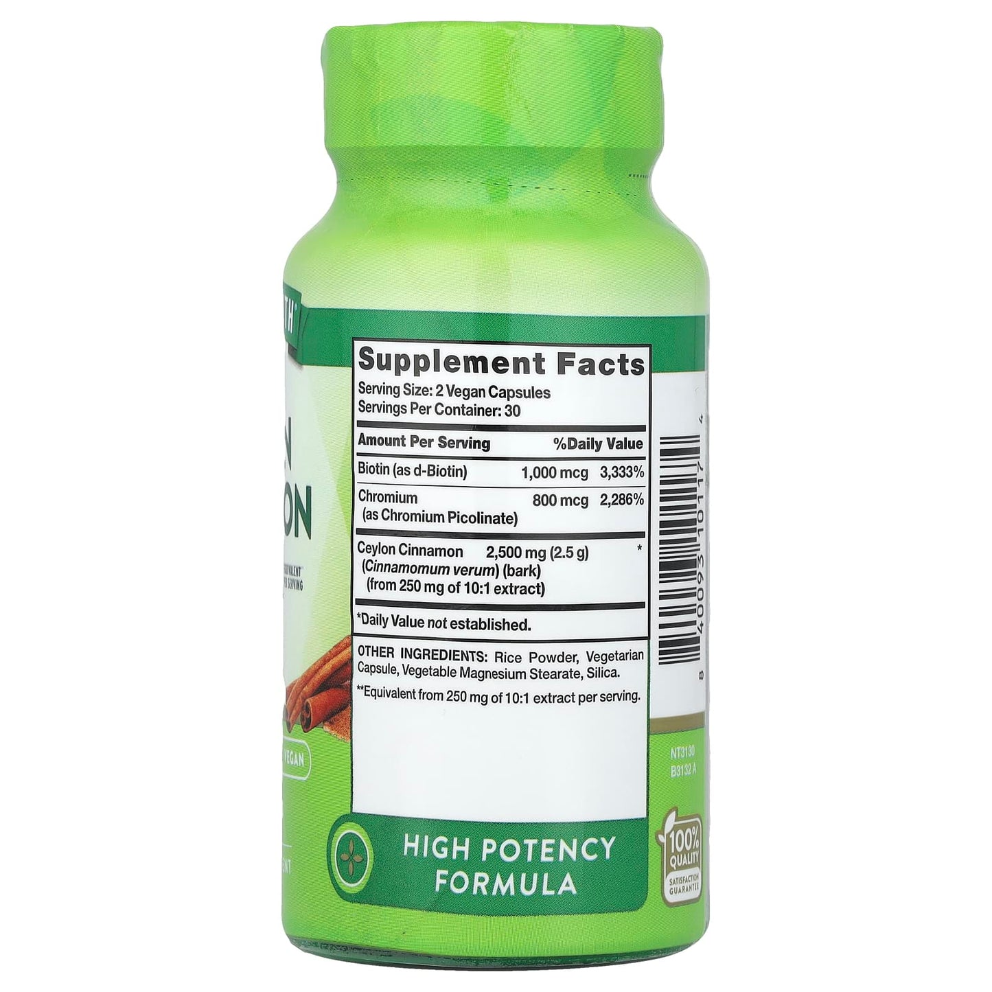 Nature's Truth, Super Ceylon Cinnamon Plus Biotin & Chromium, 60 Capsules - Image 2