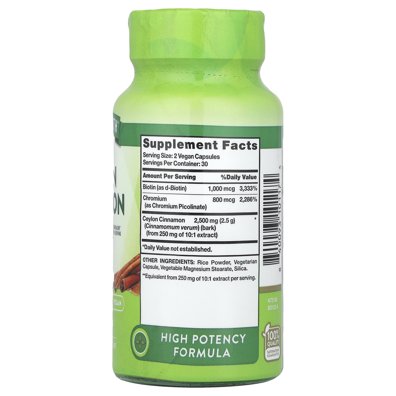 Nature's Truth, Super Ceylon Cinnamon Plus Biotin & Chromium, 60 Capsules - Image 2