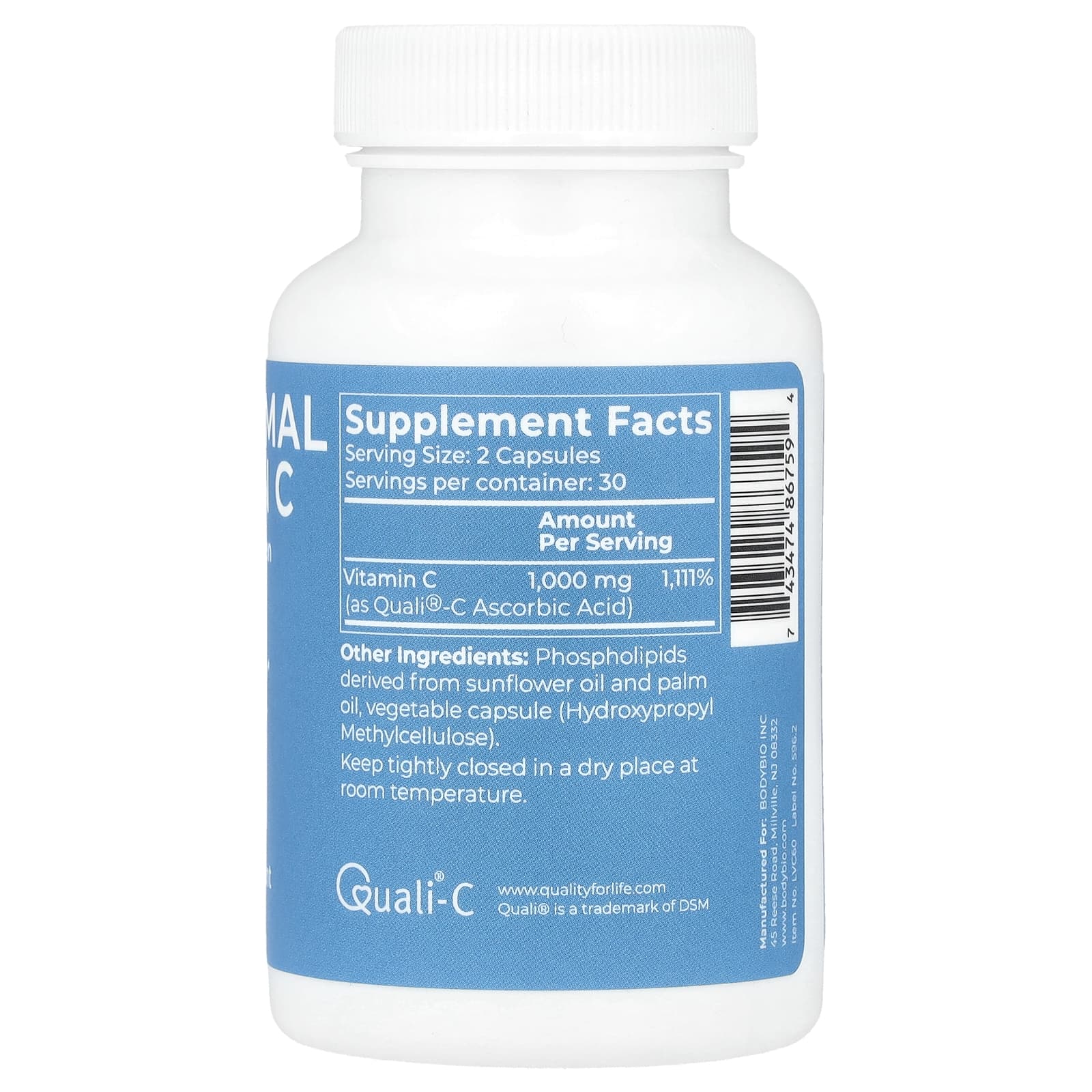 Boost Immunity with BodyBio Liposomal Vitamin C Capsules - Image 2