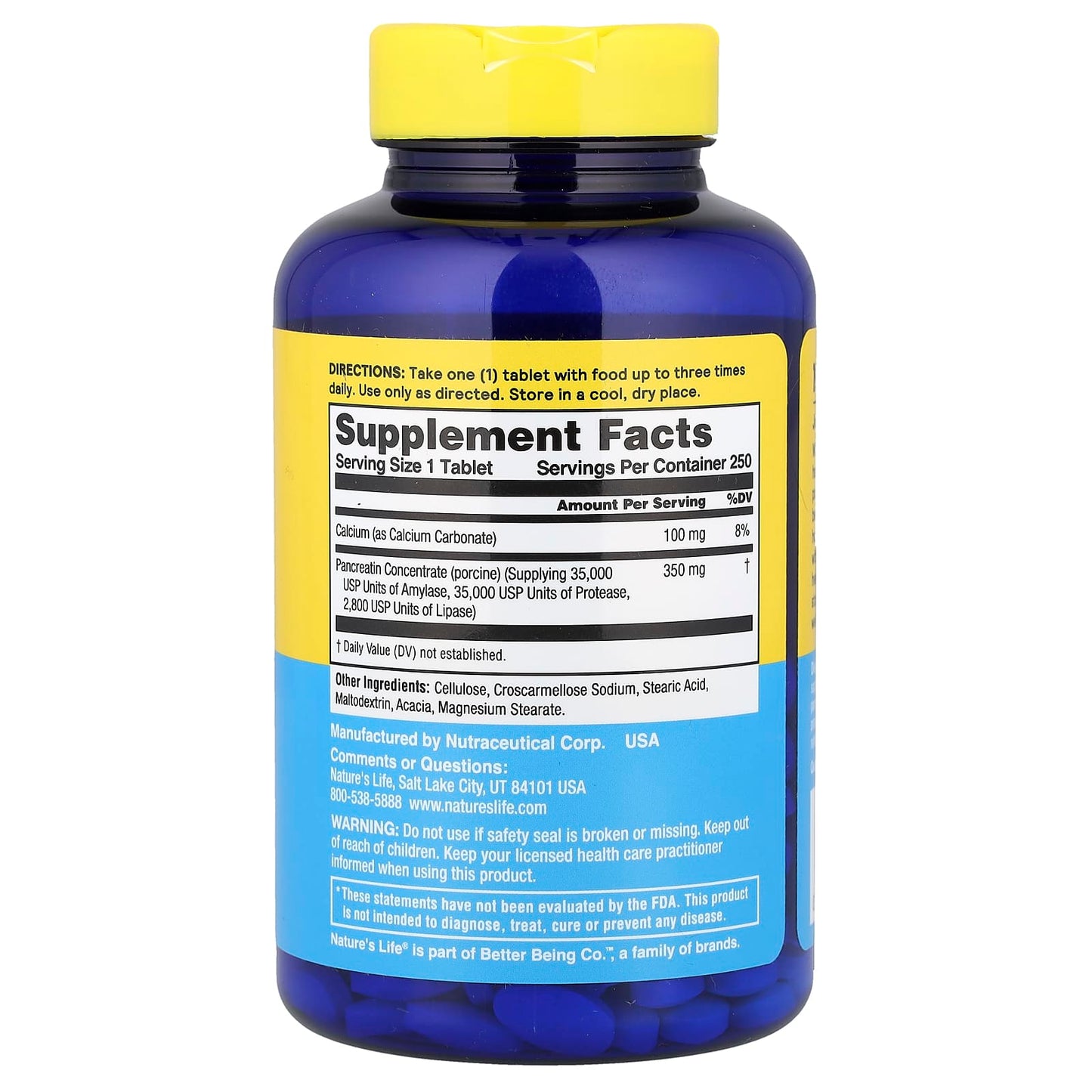Nature's Life, Pancreatin, 250 Tablets - Image 2