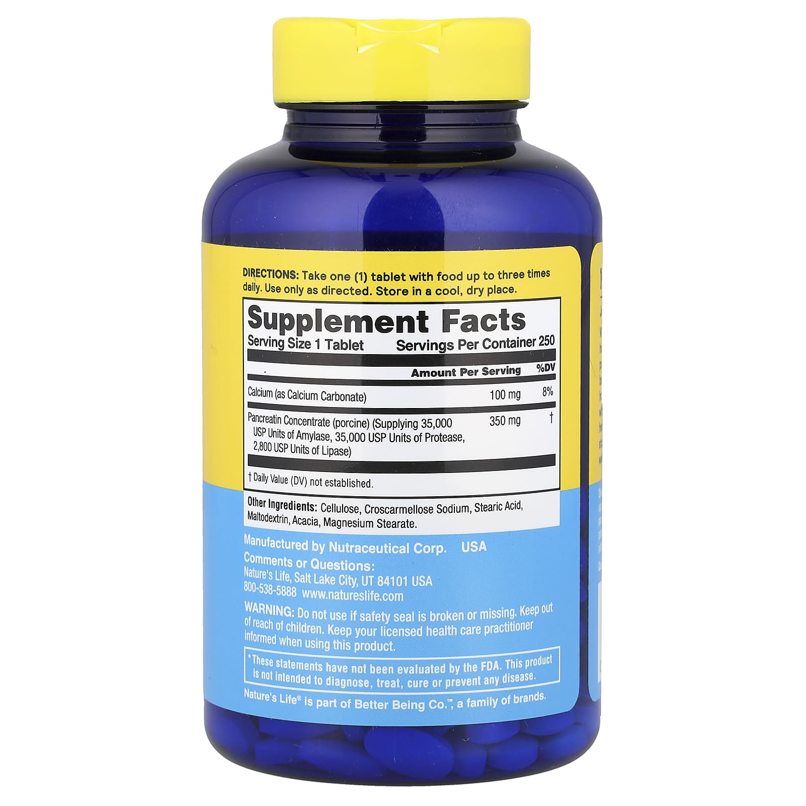 Nature's Life, Pancreatin, 250 Tablets - Image 2