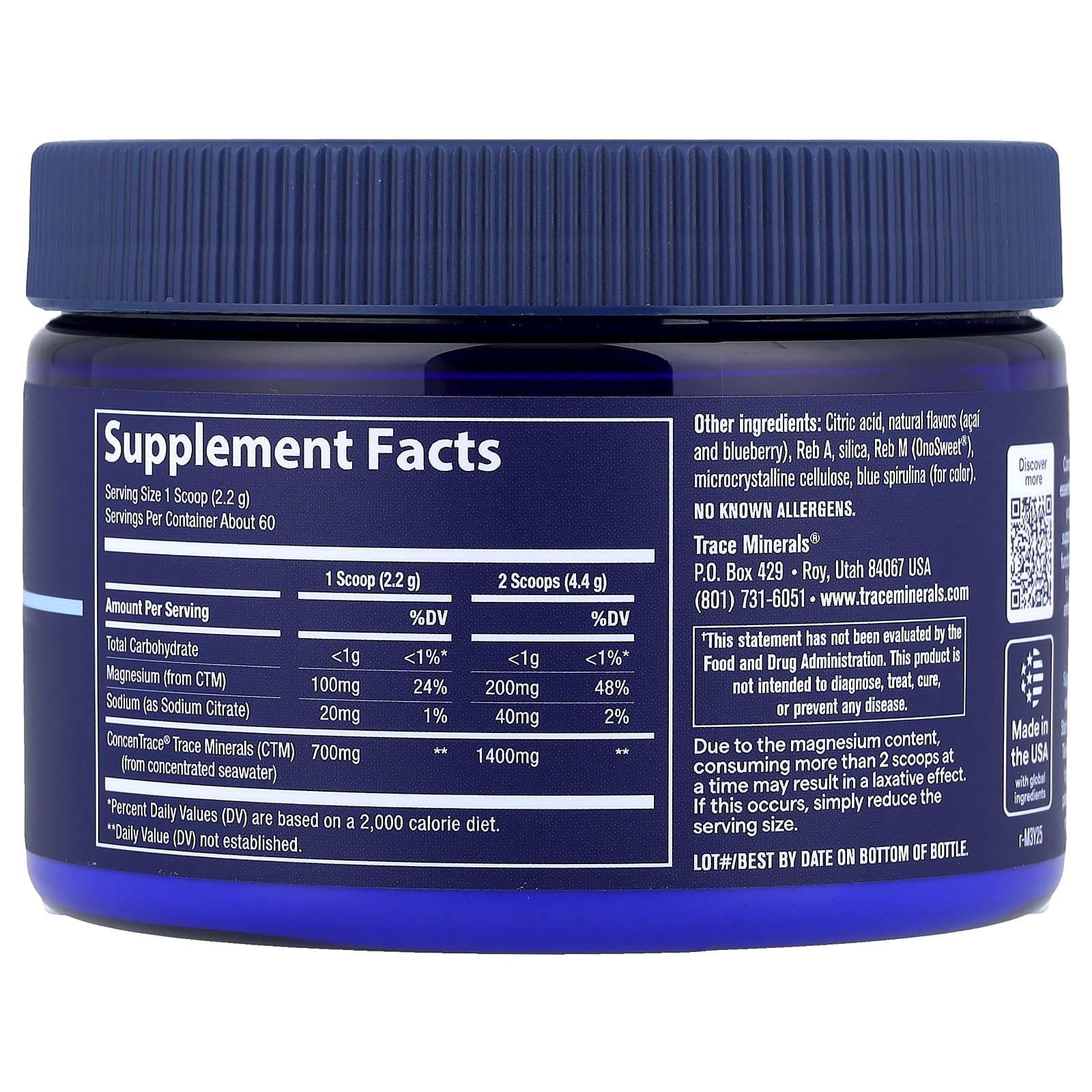ConcenTrace®, Daily Mineral Powder, Natural Blue Acai, 4.65 oz (132 g) - Image 2