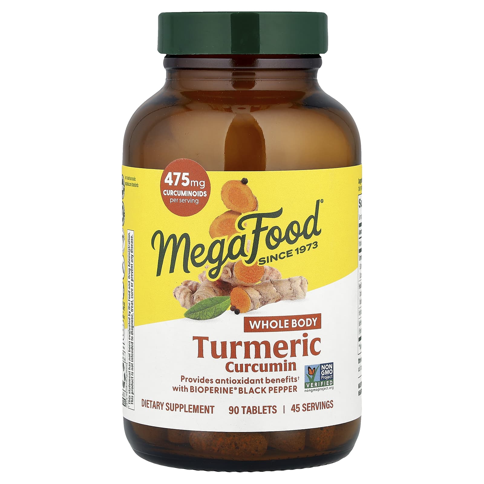 MegaFood, Turmeric Curcumin, 90 Tablets - Image 1