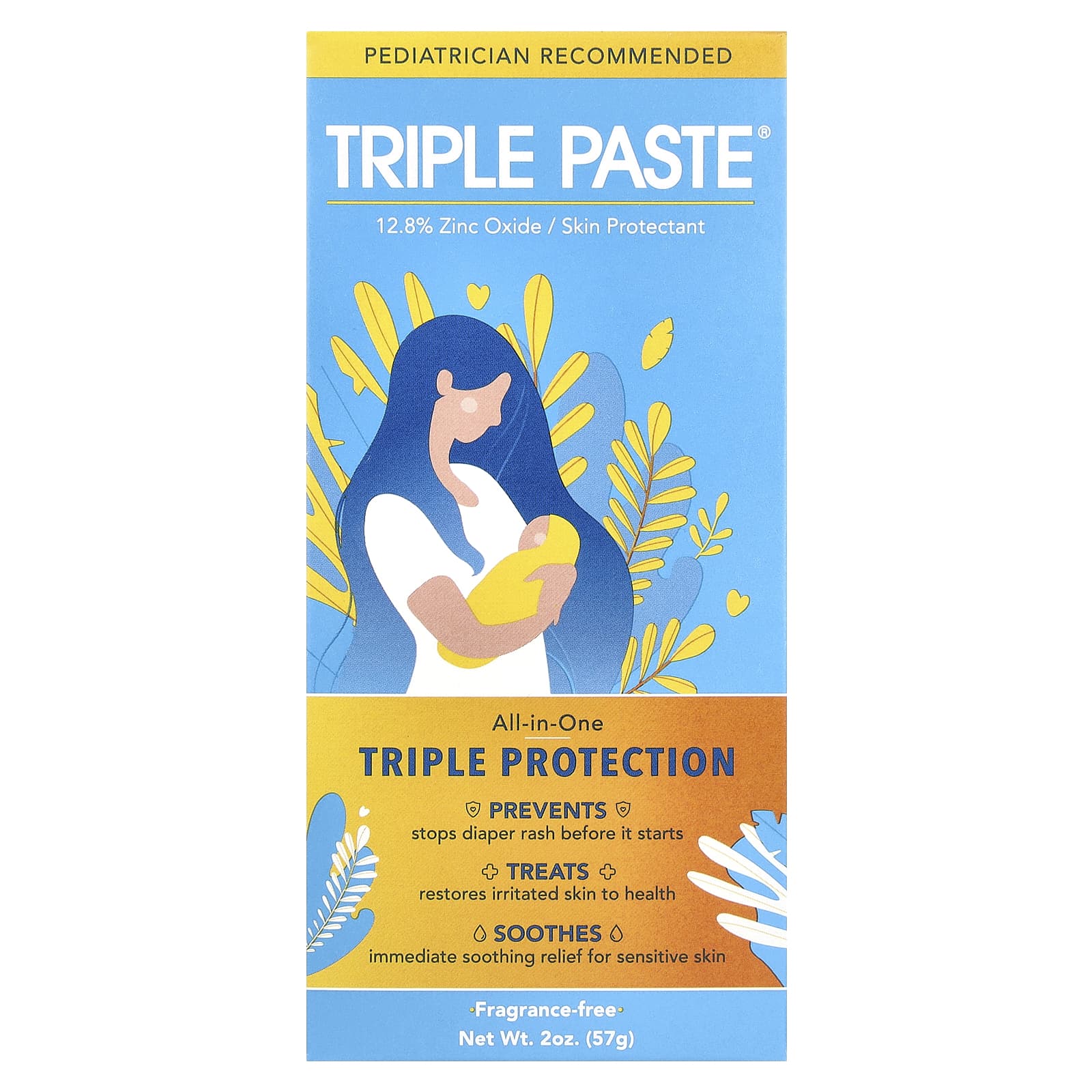 Triple Paste, Zinc Oxide, Fragrance-Free, 2 oz (57 g) - Image 1