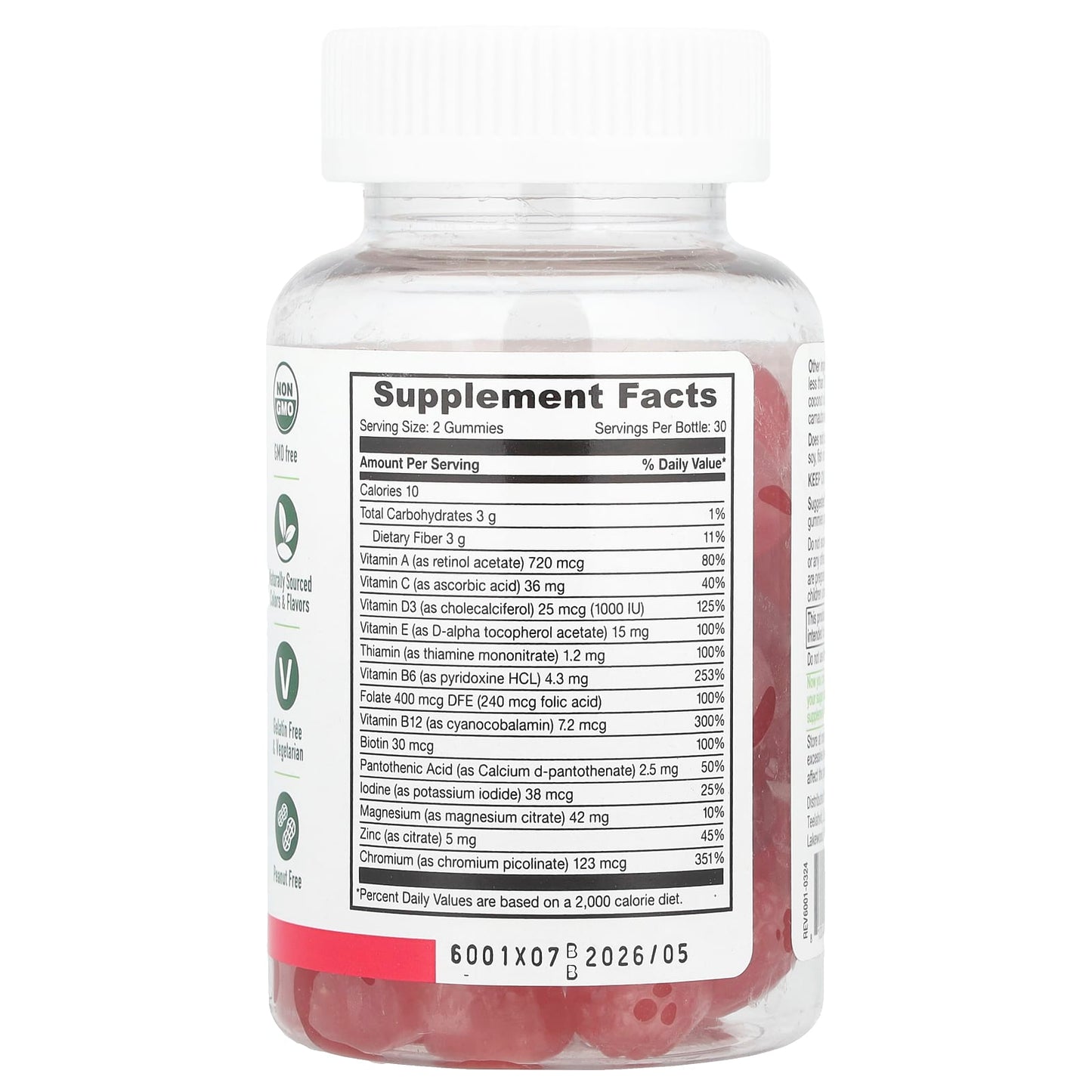 YumVs, Zero Diabetic Multivitamin Gummies, Raspberry, 60 Gummies - Image 2