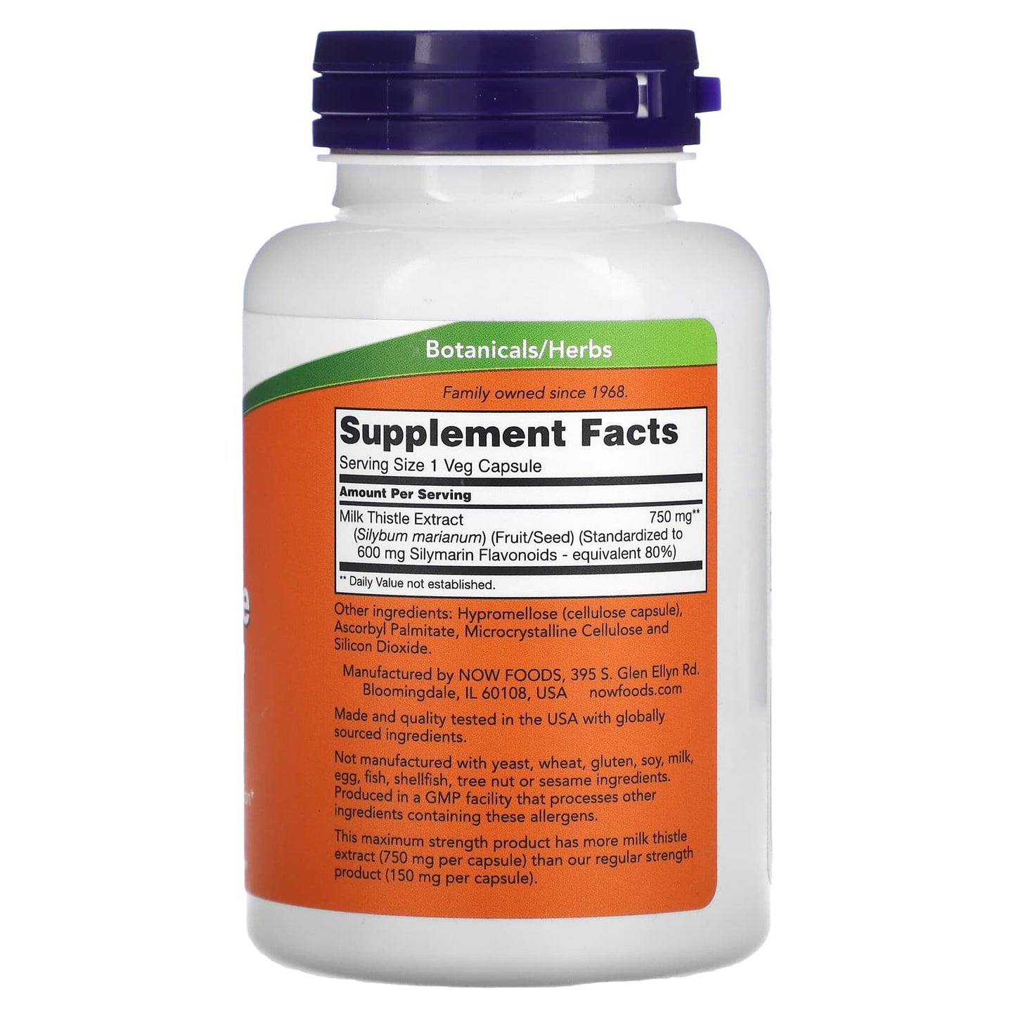 NOW Foods, Milk Thistle Extract, Maximum Strength, 750 mg, 90 Veg Capsules - Image 2