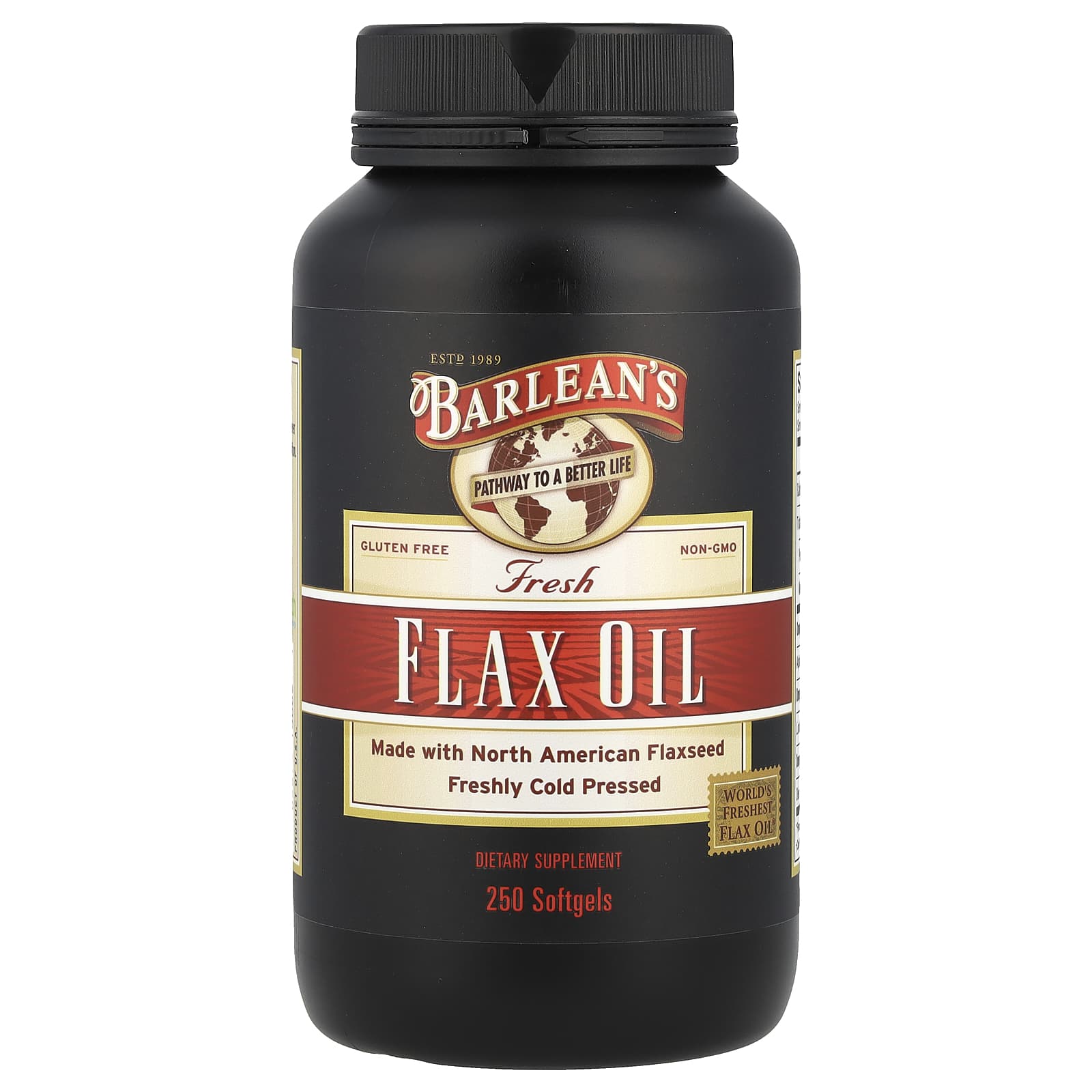 Barlean's Fresh Flax Oil 250 Softgels - Omega-3 Supplement - Image 1