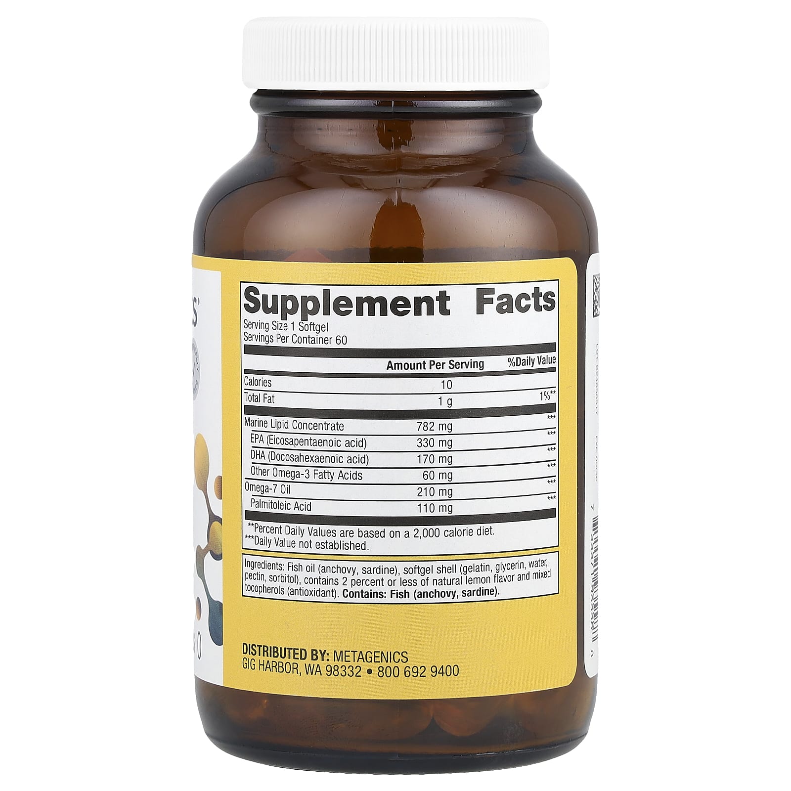 Metagenics, OmegaGenics®, Fish Oil Mega 10®, Natural Lemon, 60 Softgels - Image 2