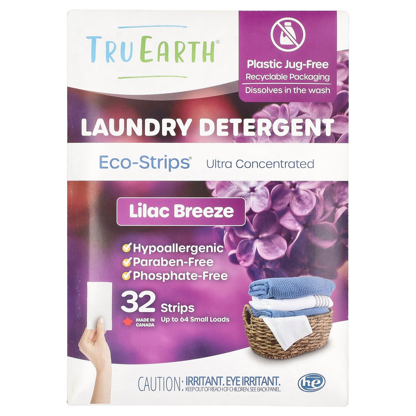 Tru Earth, Eco-Strips®, Laundry Detergent, Ultra Concentrated, Lilac Breeze, 32 Strips - Image 1