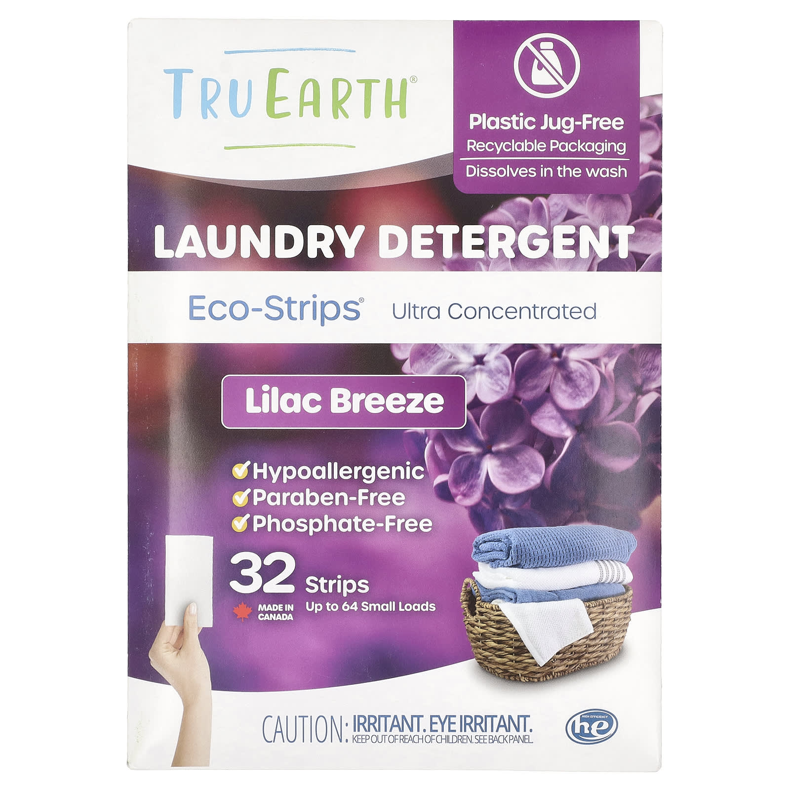 Tru Earth, Eco-Strips®, Laundry Detergent, Ultra Concentrated, Lilac Breeze, 32 Strips - Image 1