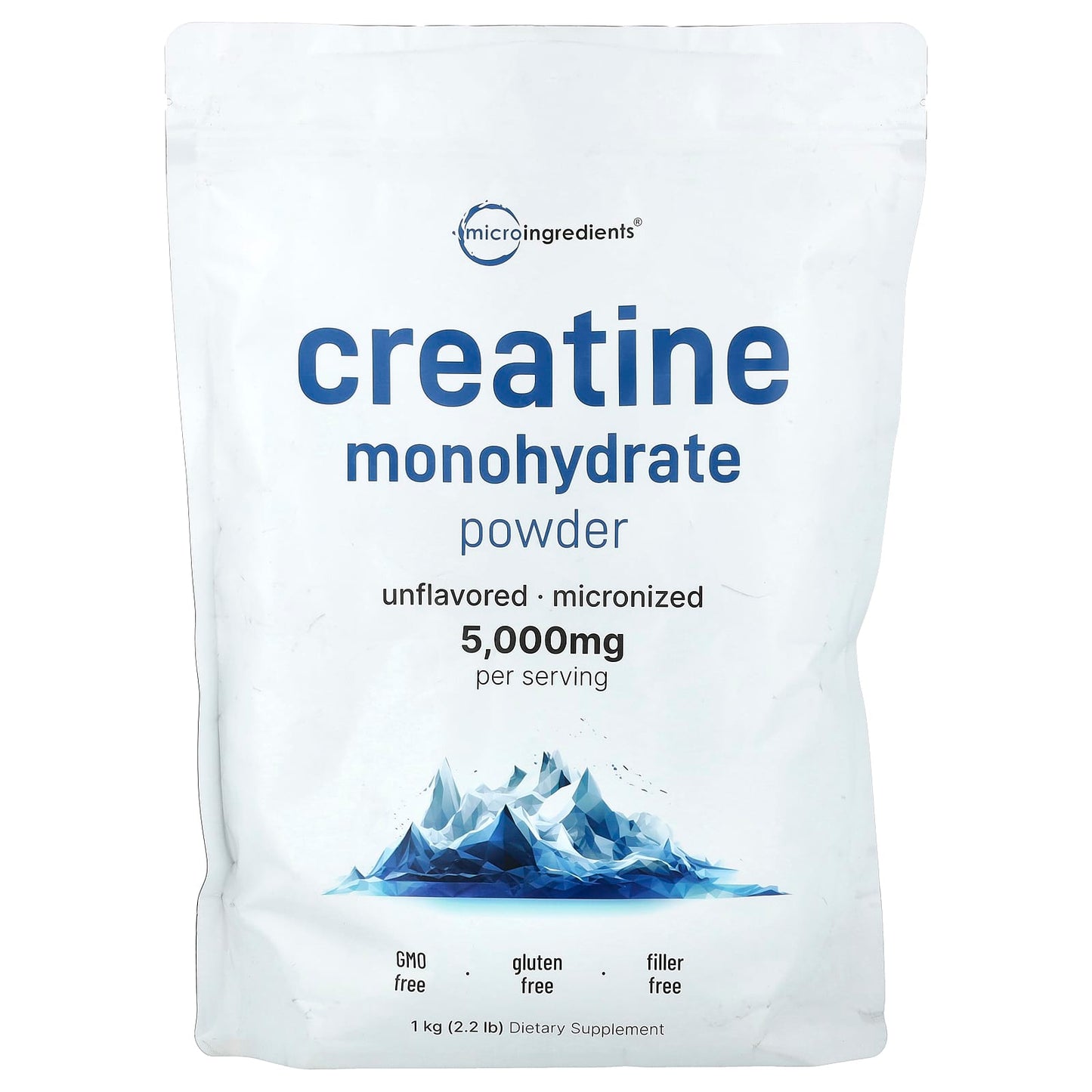 Micro Ingredients, Creatine Monohydrate Powder, Unflavored, 2.2 lb (1 kg) - Image 1