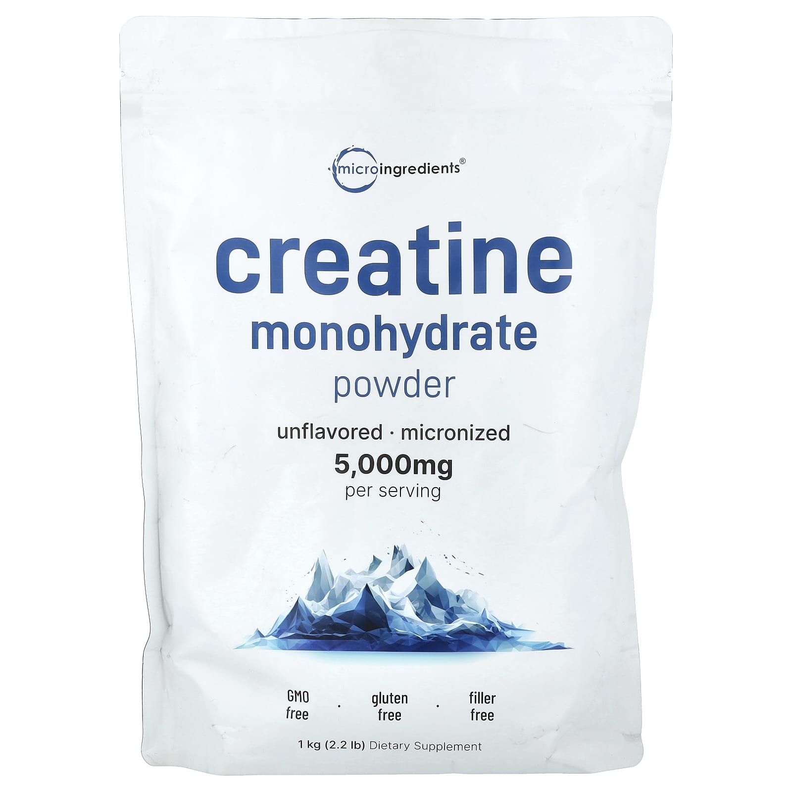 Micro Ingredients, Creatine Monohydrate Powder, Unflavored, 2.2 lb (1 kg) - Image 1