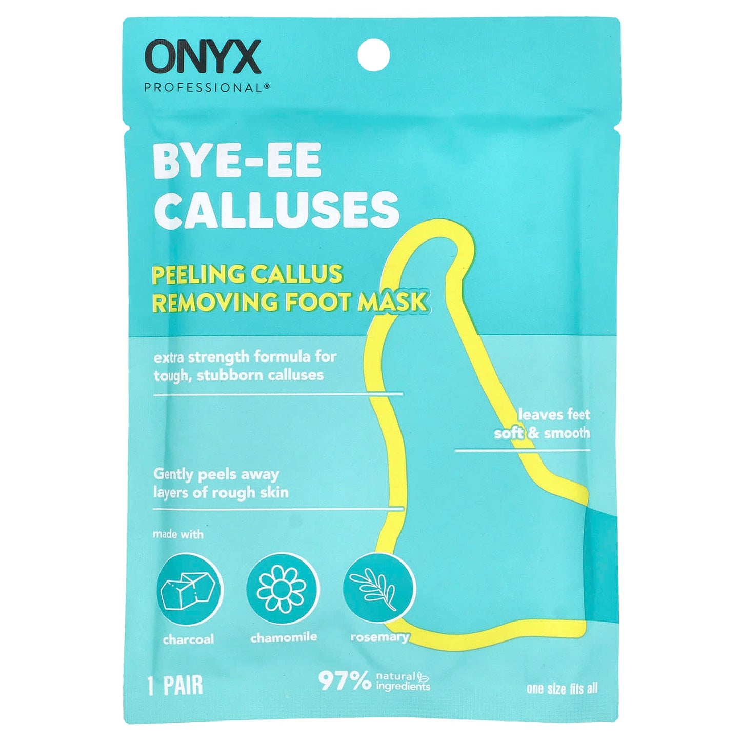 Onyx Professional, Bye-EE Calluses, Peeling Callus Removing Foot Mask, 1 Pair - Image 1