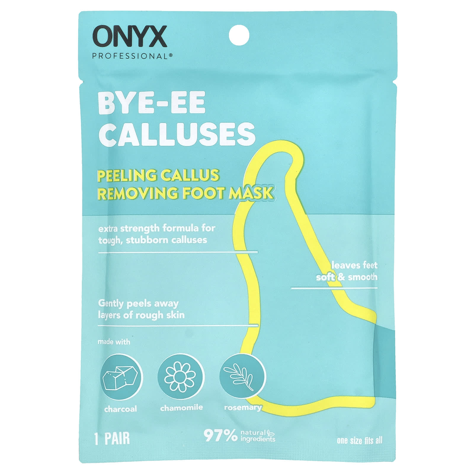Onyx Professional, Bye-EE Calluses, Peeling Callus Removing Foot Mask, 1 Pair - Image 1
