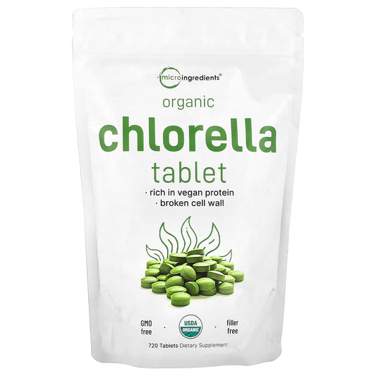 Micro Ingredients, Organic Chlorella Tablet, 720 Tablets (0.5 g per Tablet) - Image 1