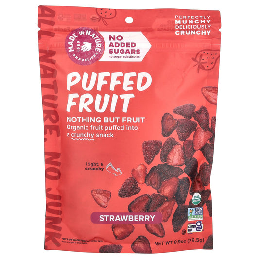 Made in Nature, Puffed Fruit, Strawberry, 0.9  oz (25.5 g) - Image 1