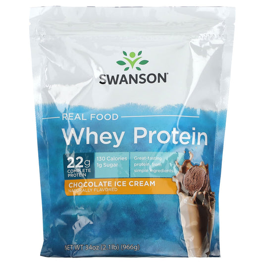 Swanson, Real Food Whey Protein, Chocolate Ice Cream, 2.1 lb (966 g) - Image 1