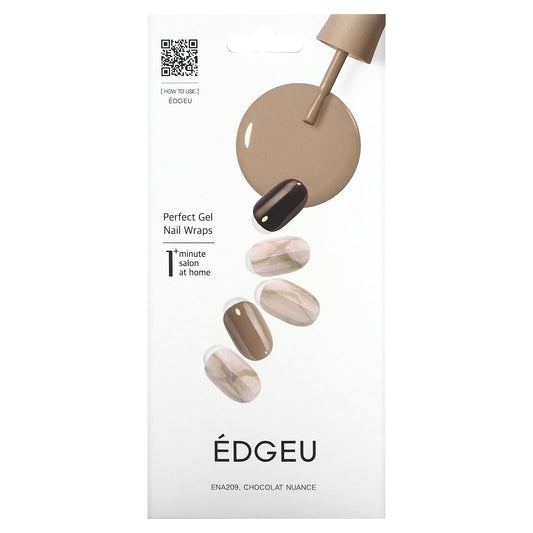 Edgeu Gel Nail Wraps - Chocolate Brown Nuance, 19-Piece Set - Image 1