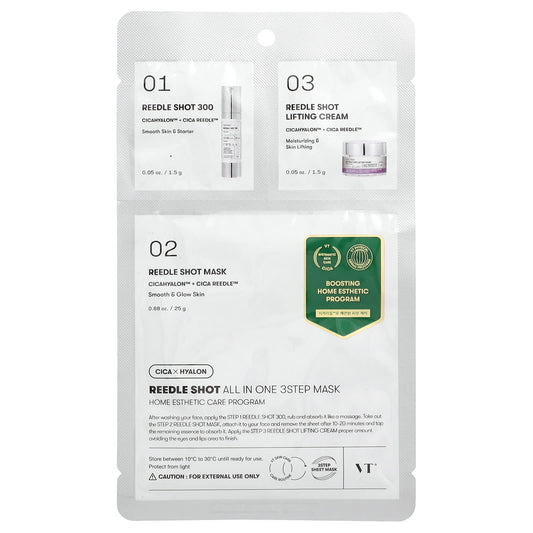VT Cosmetics, Reedle Shot All In One 3 Step Beauty Mask, 3 Piece Kit - Image 1