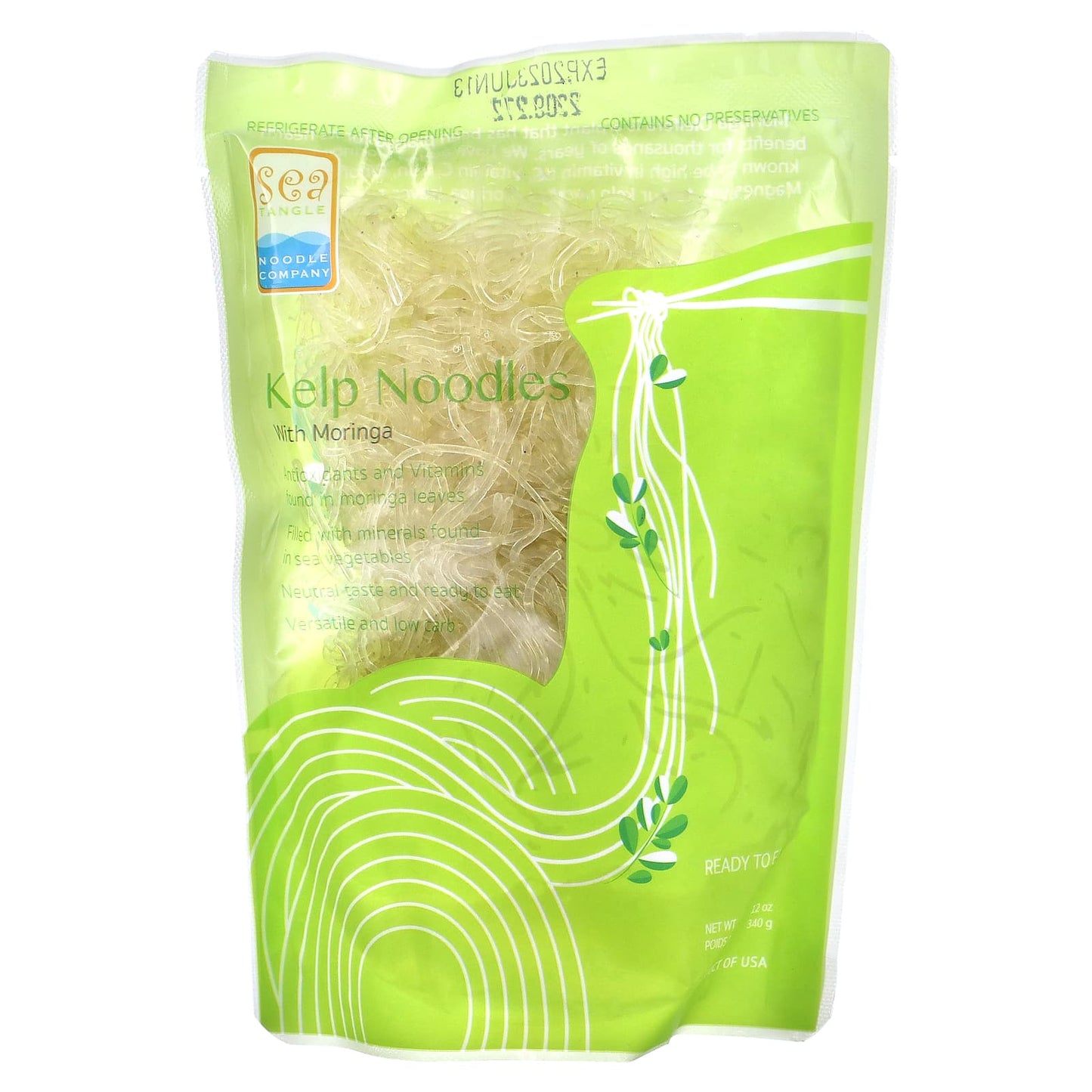 Sea Tangle Noodle Company, Kelp Noodles with Moringa, 12 oz (340 g) - Image 1