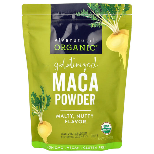 Viva Naturals, Organic Gelatinized Maca Powder, 1 lb (454 g) - Image 1