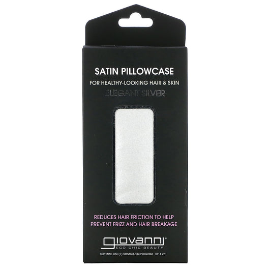 Elegant Silver Satin Pillowcase by Giovanni for Healthy Hair & Skin - Image 1
