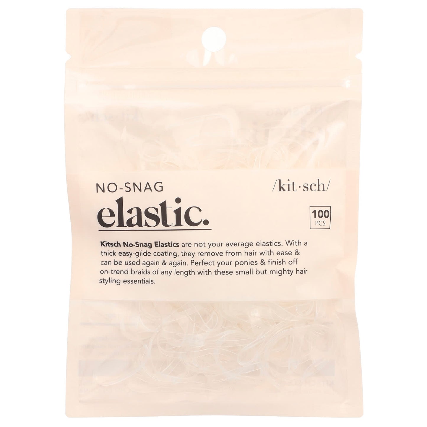 Kitsch, No-Snag Elastic, Clear , 100 Pieces - Image 1