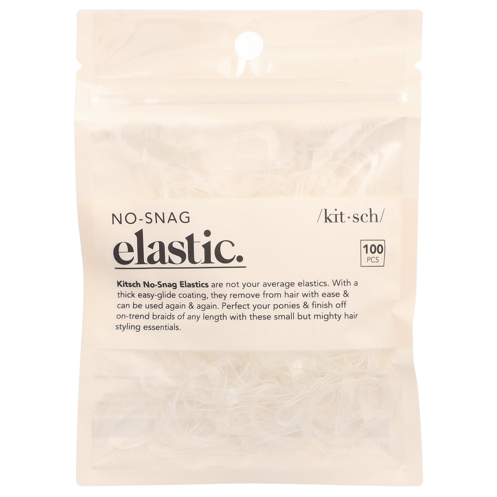 Kitsch, No-Snag Elastic, Clear , 100 Pieces - Image 1