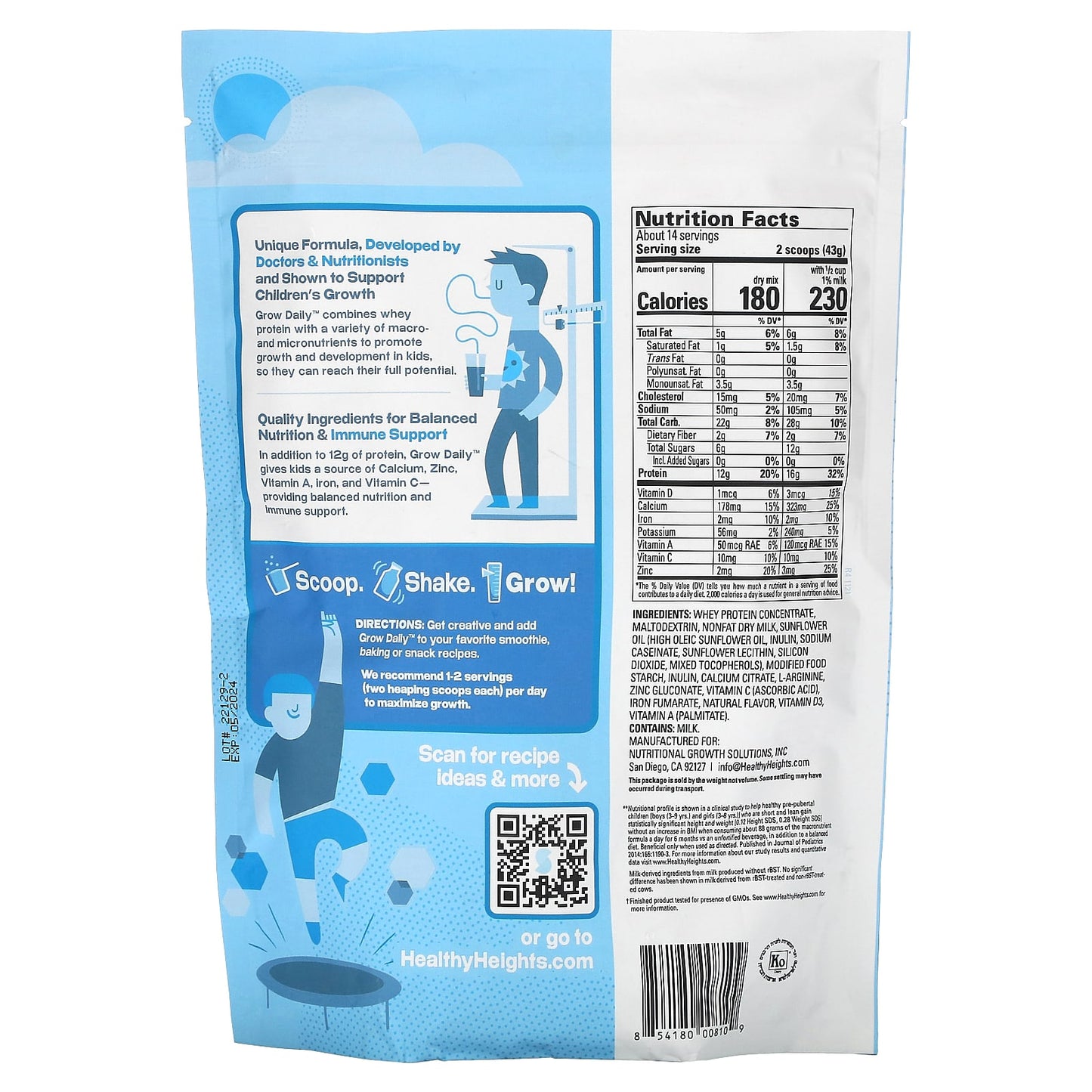 Kosher Kids' Protein Mix for Height Growth, 21.7 oz by Healthy Heights - Image 2