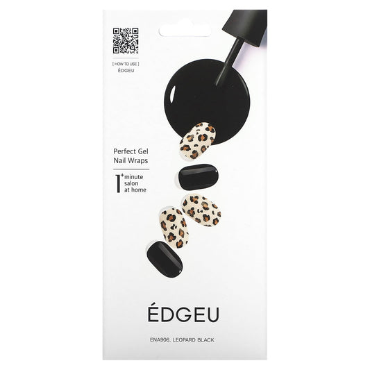 Leopard Black Gel Nail Wraps by Edgeu, 19-Piece Set - Image 1