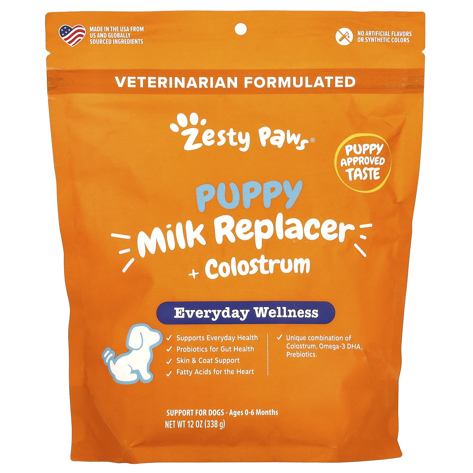 Zesty Paws, Puppy Milk Replacer + Colostrum, For Dogs, Ages 0-6 Months, 12 oz (338 g) - Image 1