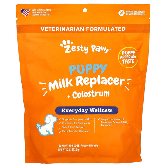 Zesty Paws, Puppy Milk Replacer + Colostrum, For Dogs, Ages 0-6 Months, 12 oz (338 g) - Image 1