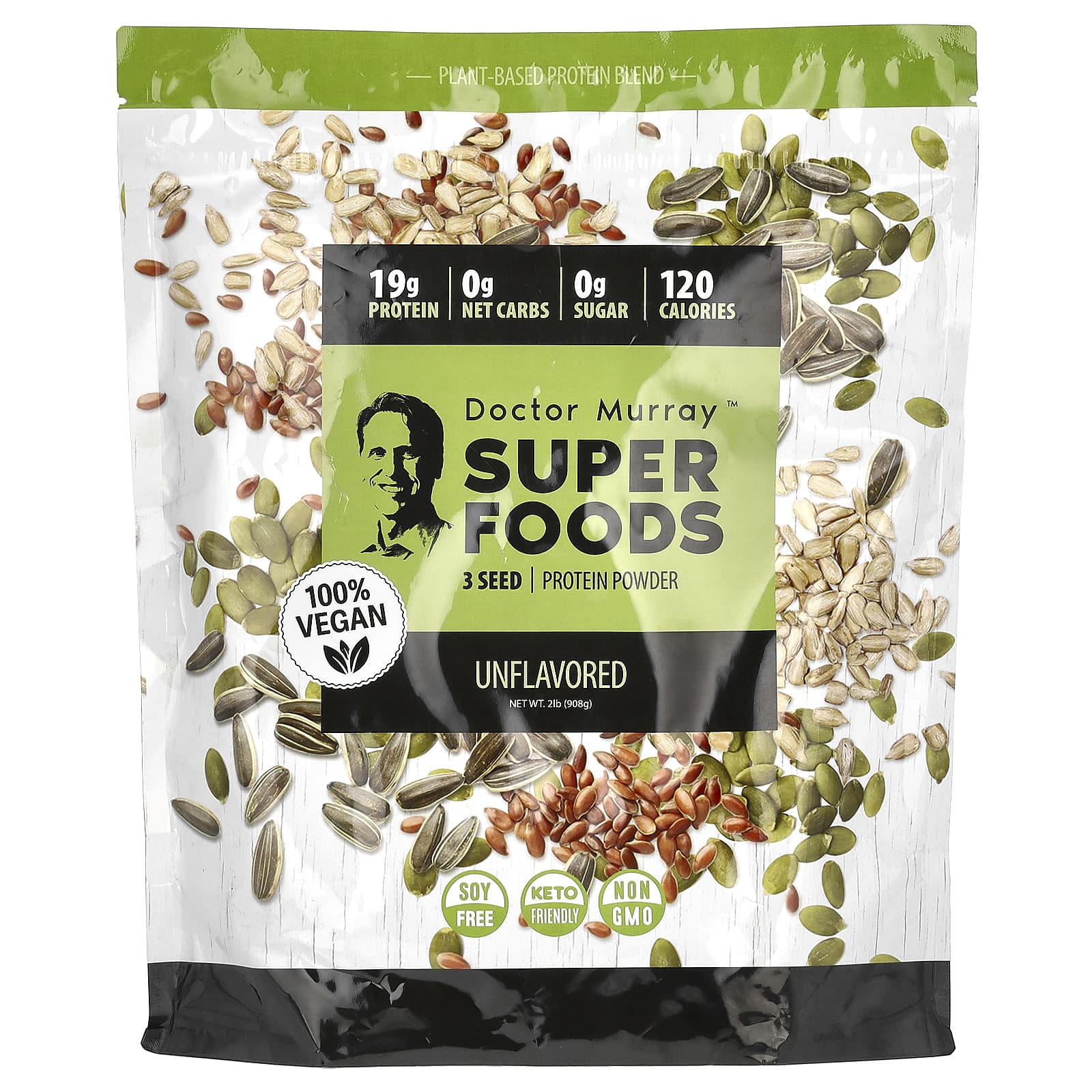 Vegan Protein Powder by Dr. Murray's - 3 Seed Blend with Pumpkin, Flax & Sunflower - Image 1