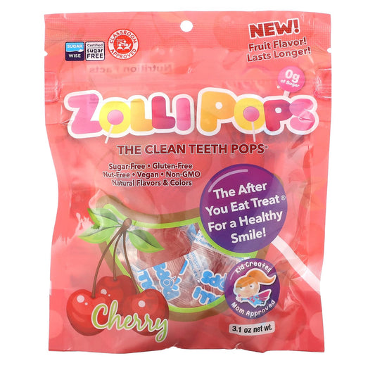 Zollipops, The Clean Teeth Pops, Cherry , 3.1 oz - Image 1