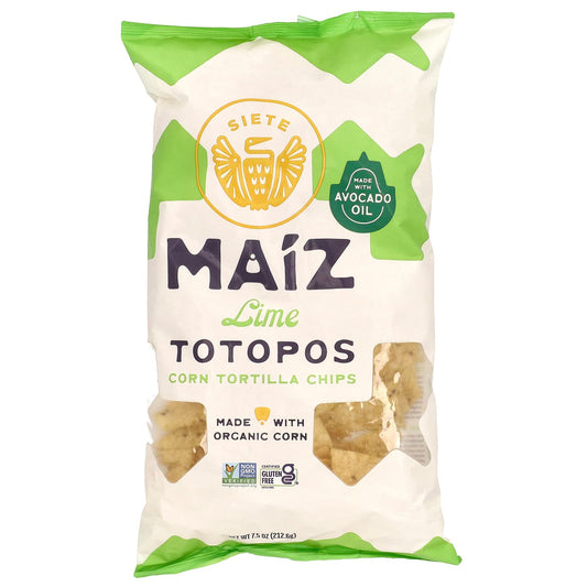 Siete, Maiz Totopos Corn Tortilla Chips, Lime , 7.5 oz (212.6 g) - Image 1