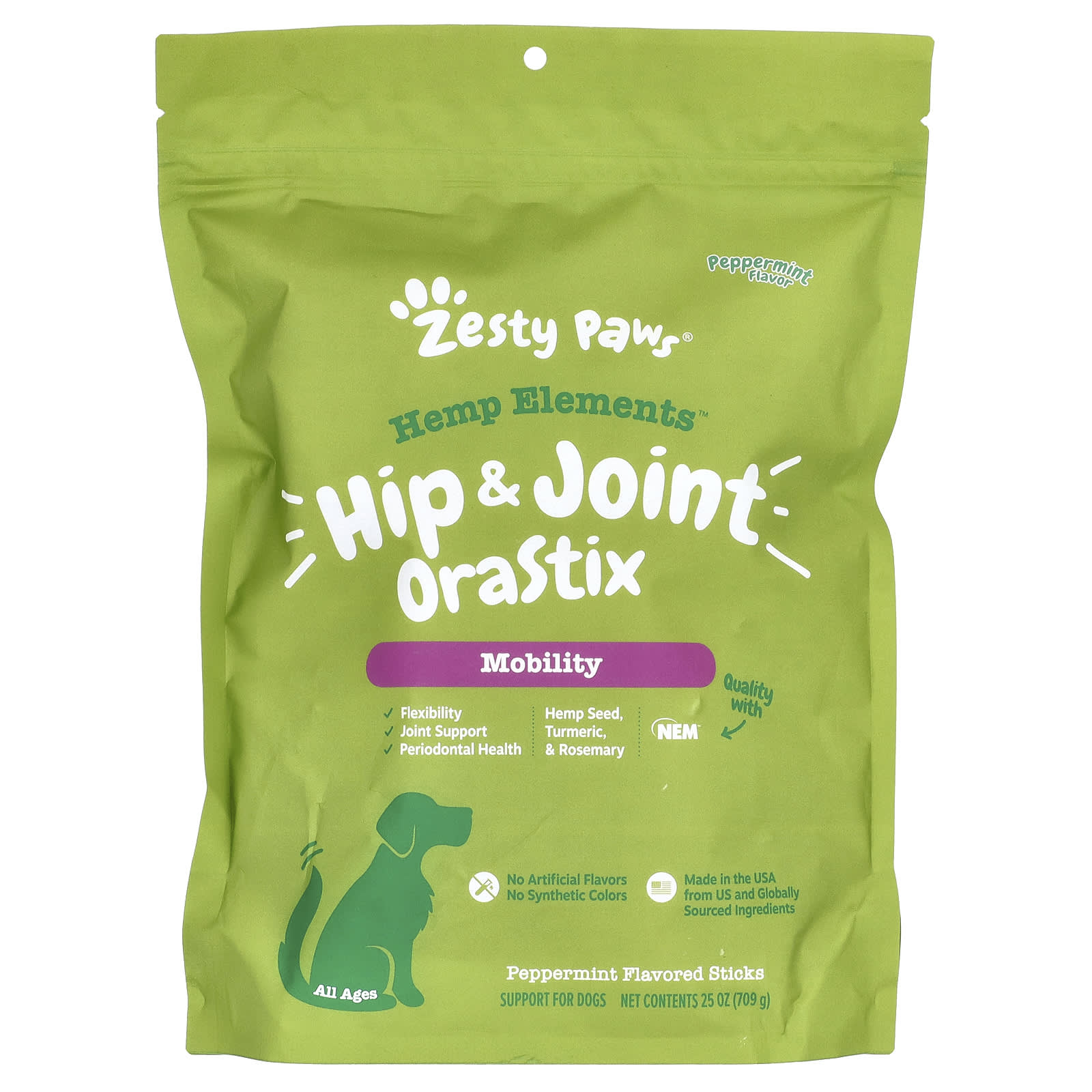 Zesty Paws, Hemp Elements, Hip & Joint Orastix, For Dogs, All Ages, Peppermint , 25 oz (709 g) - Image 1