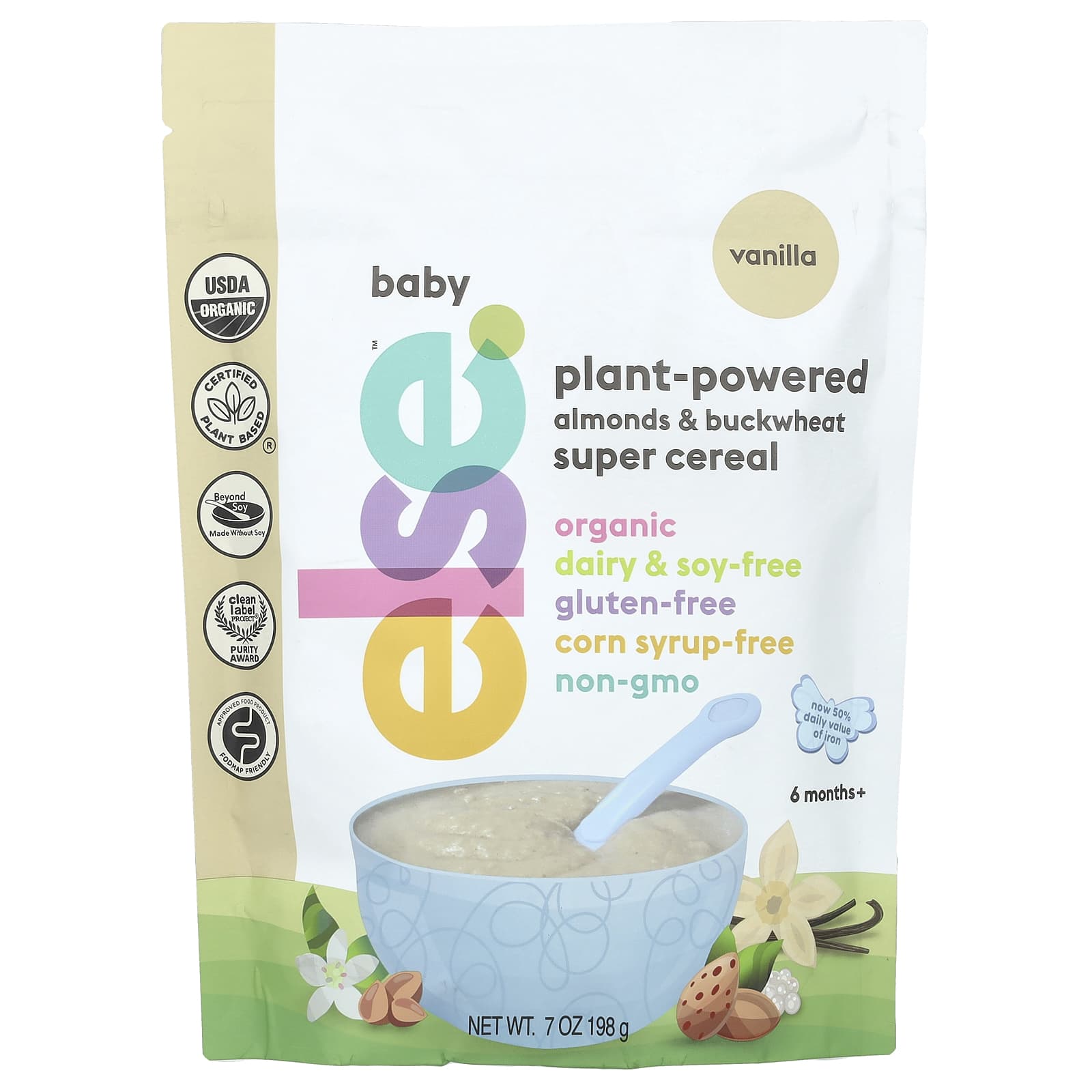 Else Plant-Powered Baby Cereal, USDA Organic, Vanilla, 7 oz - Image 1