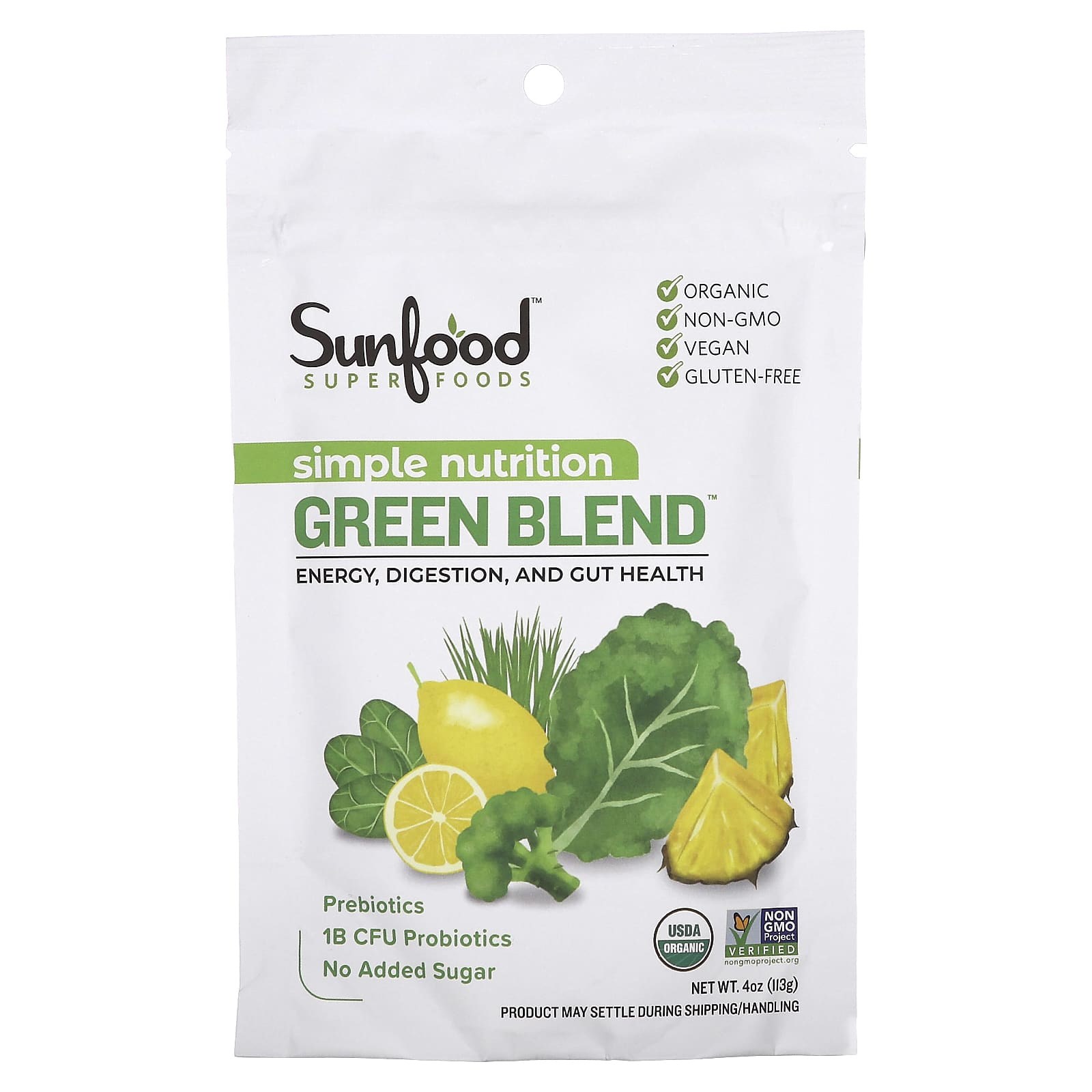 Sunfood, Simple Nutrition, Green Blend, 4 oz (113 g) - Image 1